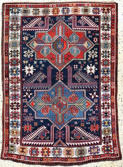 «Akstafa» Kazak antiguo, Cáucaso, siglo XIX, lana 