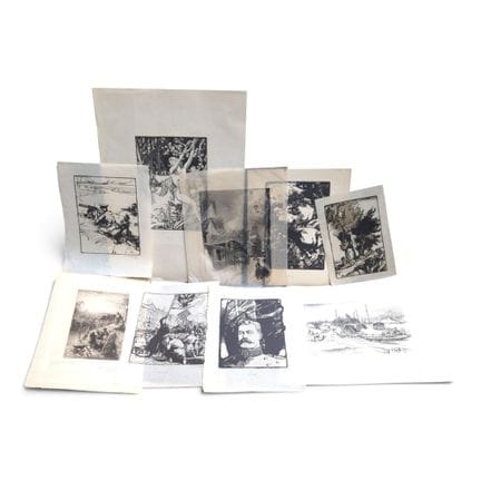 Auguste LEPERE (1849-1918)
Lot de 9 estampes compr
