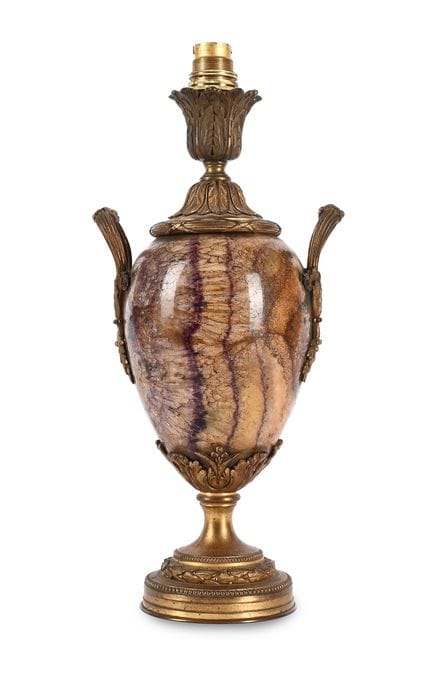 VASO OVOIDALE IN BLUE JOHN CON MONTATURA IN BRONZO