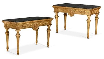 COPPIA DI CONSOLE ITALIANE IN LEGNO INTARSIATO E D