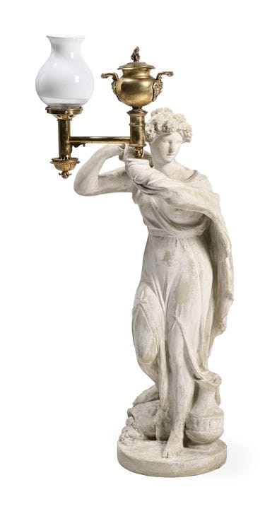 LAMPADA FIGURATIVA IN GESSO A FORMA DI FANCIULLA N