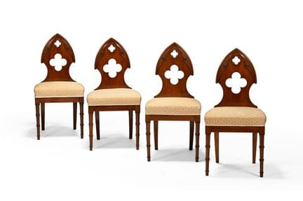 Y SET DI QUATTRO SEDIE DA SALA IN LEGNO DI NOCE IN