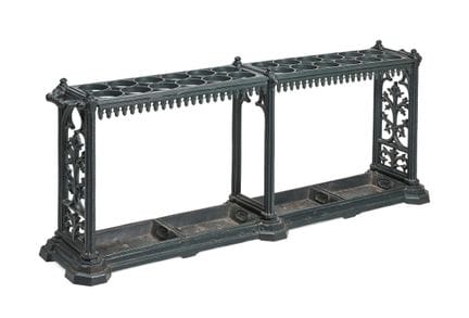 A VICTORIAN CAST IRON AND GREEN PAINTED COUNTRY HO