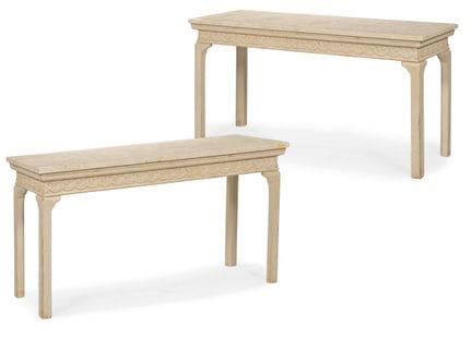 A PAIR OF CARVED WOOD AND GESSO PAINTED CONSOLE TA