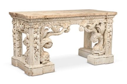 CONSOLE EN BOIS SCULPTÉ ET GESSO PEINT, DE STYLE G