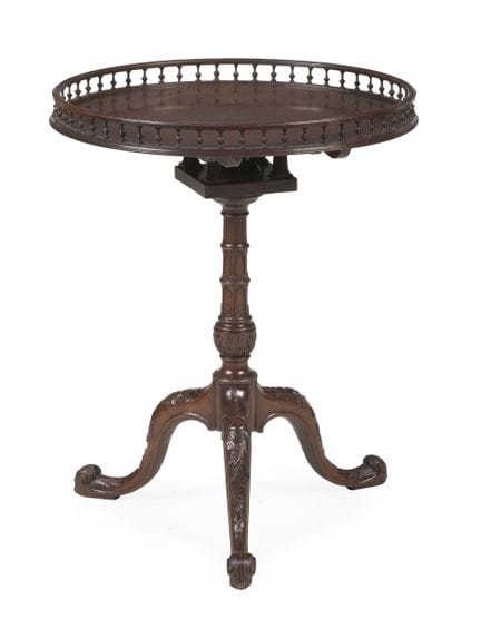 TABLE TRIPODE EN ACAJOU DE STYLE « BIRDCAGE » DE L