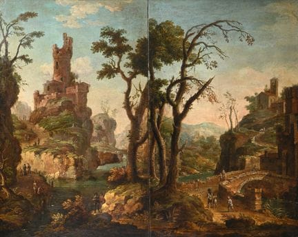 ESCUELA ITALIANA (SIGLO XVIII) PAISAJE PANORÁMICO 