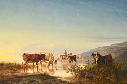 CHARLES HUMBERT (SCHWEIZER, 1813–1881) „Vieh tränk
