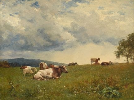 DAVID BATES (BRITISCH 1840/41 – 1921) KÜHE AUF EIN