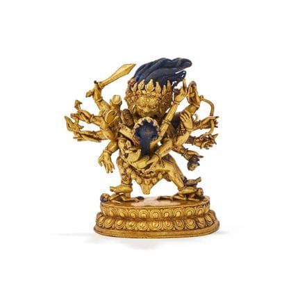 Statue sino-tibétaine en bronze doré représentant 