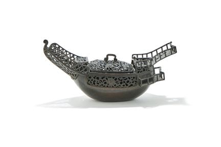 Brûleur d'encens chinois en bronze en forme de bat