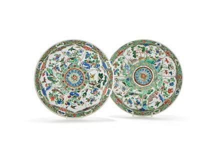 A Pair of Famille Verte Saucer DishesKangxi (1662-