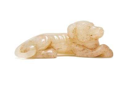 Sculpture chinoise en jade céladon pâle représenta