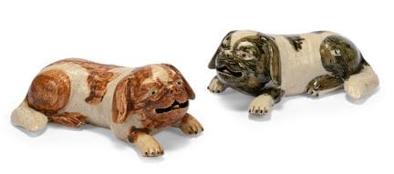 Un par de figuras chinas de exportación representa