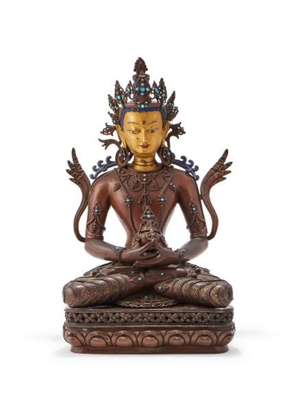 Statue en bronze d'Amitayus, probablement du Népal