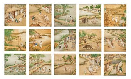 Quinze peintures chinoises illustrant les différen