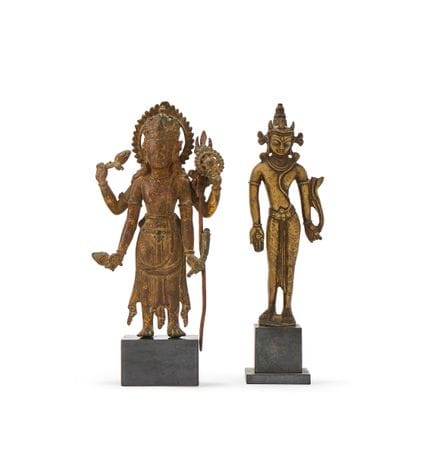 Statue en bronze doré représentant Vishnu debout, 