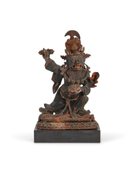 Statue tibétaine en bois représentant Mahagala, XI