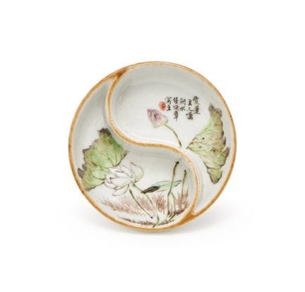 Pequeña bandeja china de estilo Qianjiang pintada 