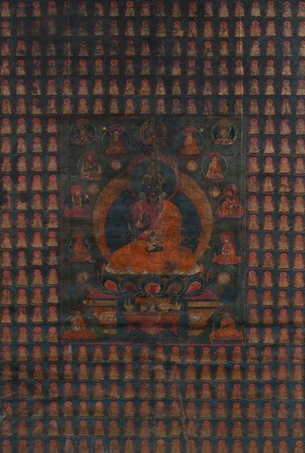 Une thangka représentant le Bouddha prêchant, ento