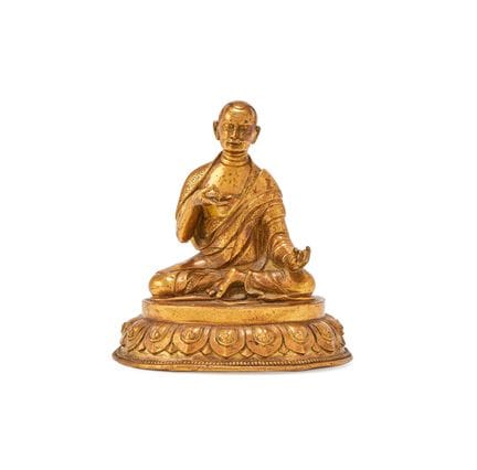 Statue sino-tibétaine en bronze doré représentant 