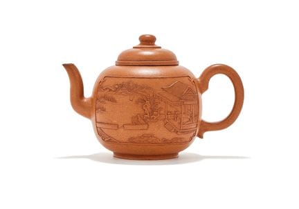 Una tetera yixing china con inscripción, de la din