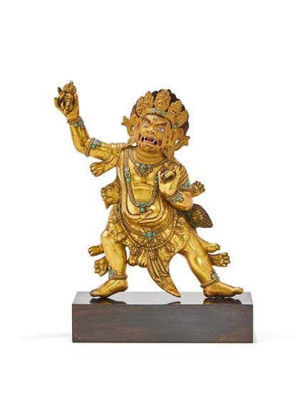 Statue sino-tibétaine en bronze doré représentant 