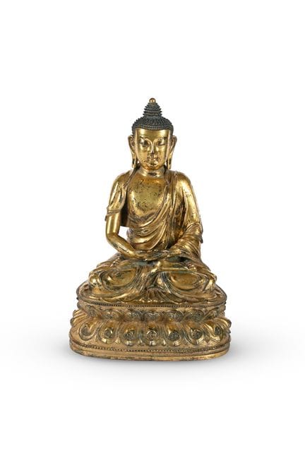 Statue chinoise en bronze doré représentant Amitay