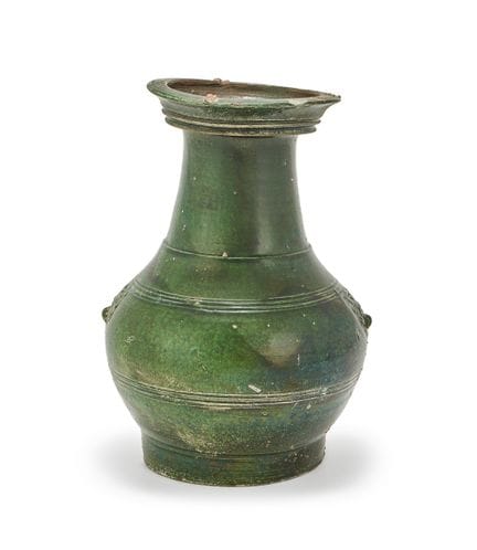 Vaso hu in ceramica cinese con smalto verde, dinas