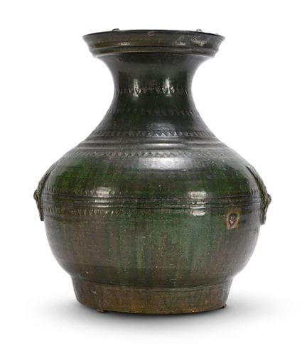Grande vaso “hu” in ceramica con smalto verde, din