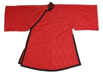 AChinese women’s bright red side-fastening silk  d