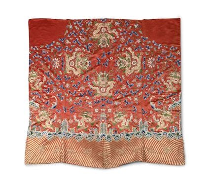 Eine chinesische, korallenrote Satin-Seidenjacke m