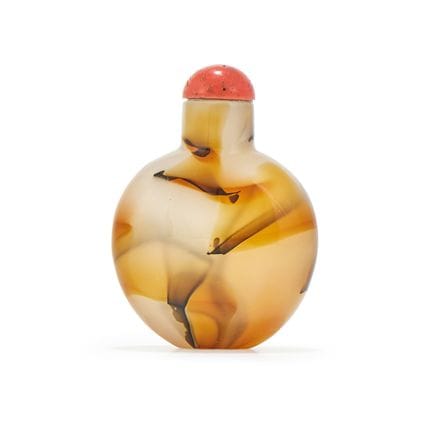 Frasco de tabaco chino de cristal imitando el ágat
