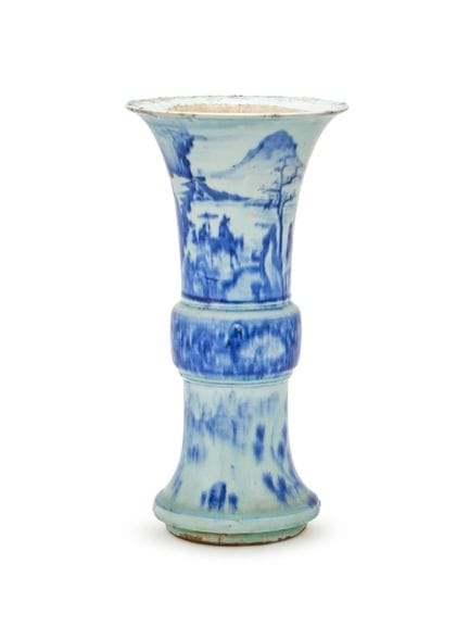 Jarrón chino azul y blanco, del siglo XVIII, 40,7 