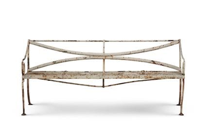 BANC DE JARDIN EN FER FORGÉ PEINT EN BLANC, DE STY