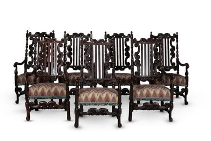 ENSEMBLE DE SEPT FAUTEUILS EN HÊTRE DE STYLE WILLI