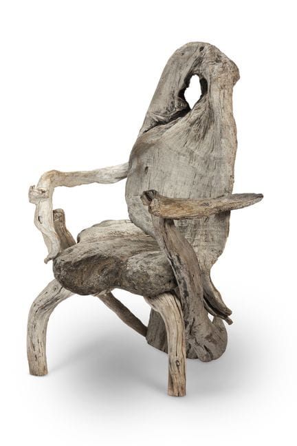 CHAISE EN BOIS FLOTTÉ DE STYLE NATURALISTE, XXe SI