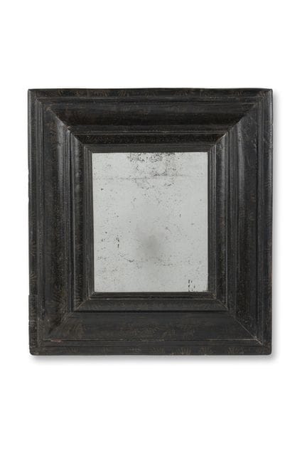 PETIT MIROIR À MOTIFS VÉGÉTAUX, DORÉ ET PEINT EN N