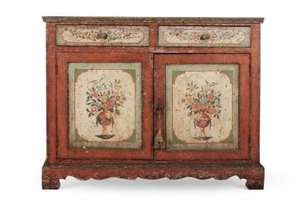 COMODE POLYCHROME PEINTE DU NORD DE L'ITALIE, XIXe