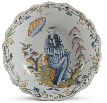 BOL DE FAÏENCE FRANÇAISE POLYCHROME DE STYLE CHINO