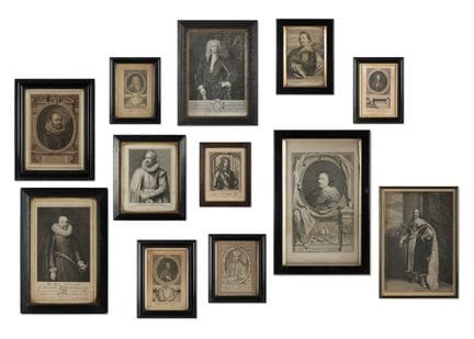 DOUZE MEZZOTINTES ET GRAVURES REPRÉSENTANT DES ROI