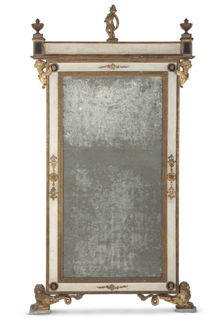 Miroir de salon de style Empire, en bois sculpté d