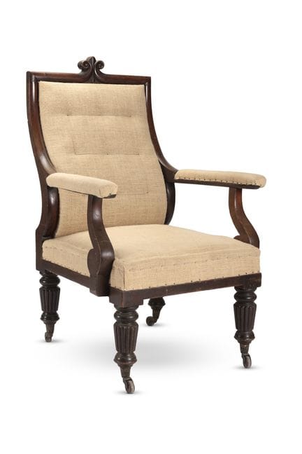 Fauteuil de bibliothèque en acajou de l'époque de 