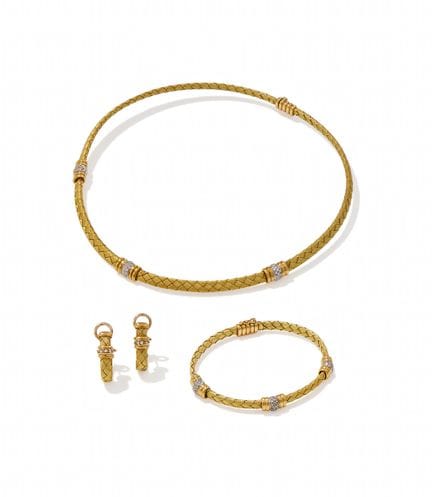 CONJUNTO DE COLLAR, PULSERA Y PENDIENTES CON DIAMA