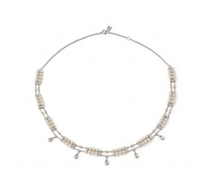 MIKIMOTO, COLLAR DE PERLAS CULTIVADAS Y DIAMANTES: