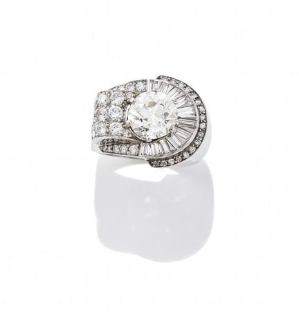 ANILLO DE DIAMANTES DE MEDIADOS DEL SIGLO XX: Diam