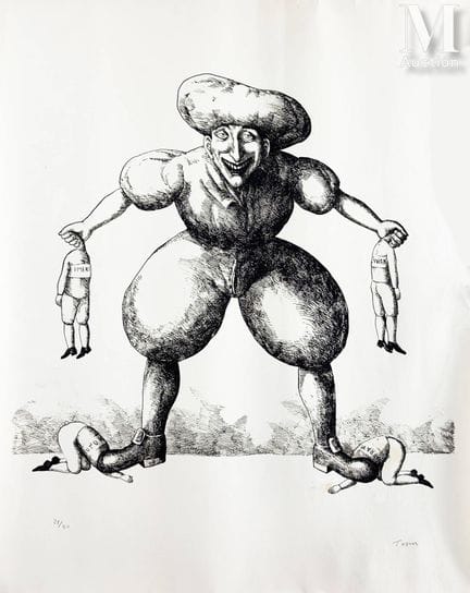 罗兰·托波尔
《加尔冈古瓦》石版画，由罗兰·托波尔亲笔签名并编号为28/50
签名石版画 / 复古签