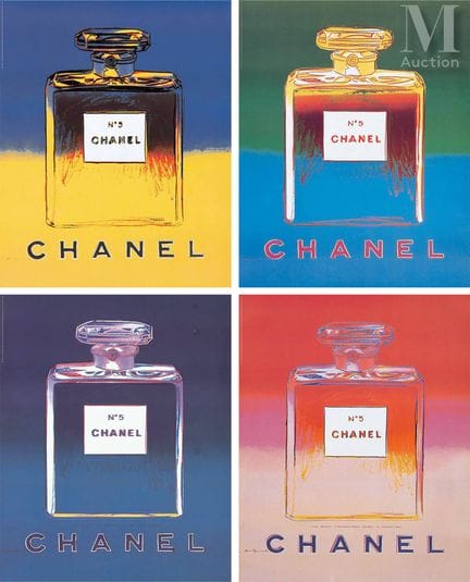 ANDY WARHOL
N.º 5 Chanel  (4 carteles: rosa, azul,