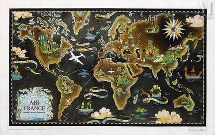 BOUCHER LUCIEN
Air France Planisfero Marrone  (Map