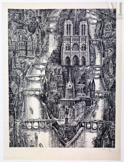 DECARIS
巴黎圣母院版画，由Decaris亲笔签名并编号为27/150
签名版画 &amp; 